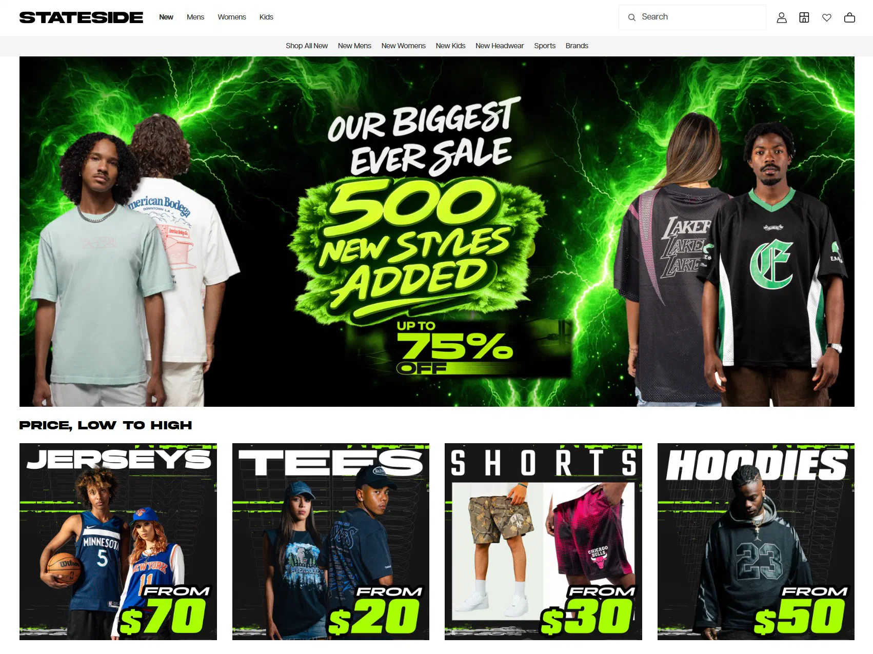 Stateside Sports website built on Shopify